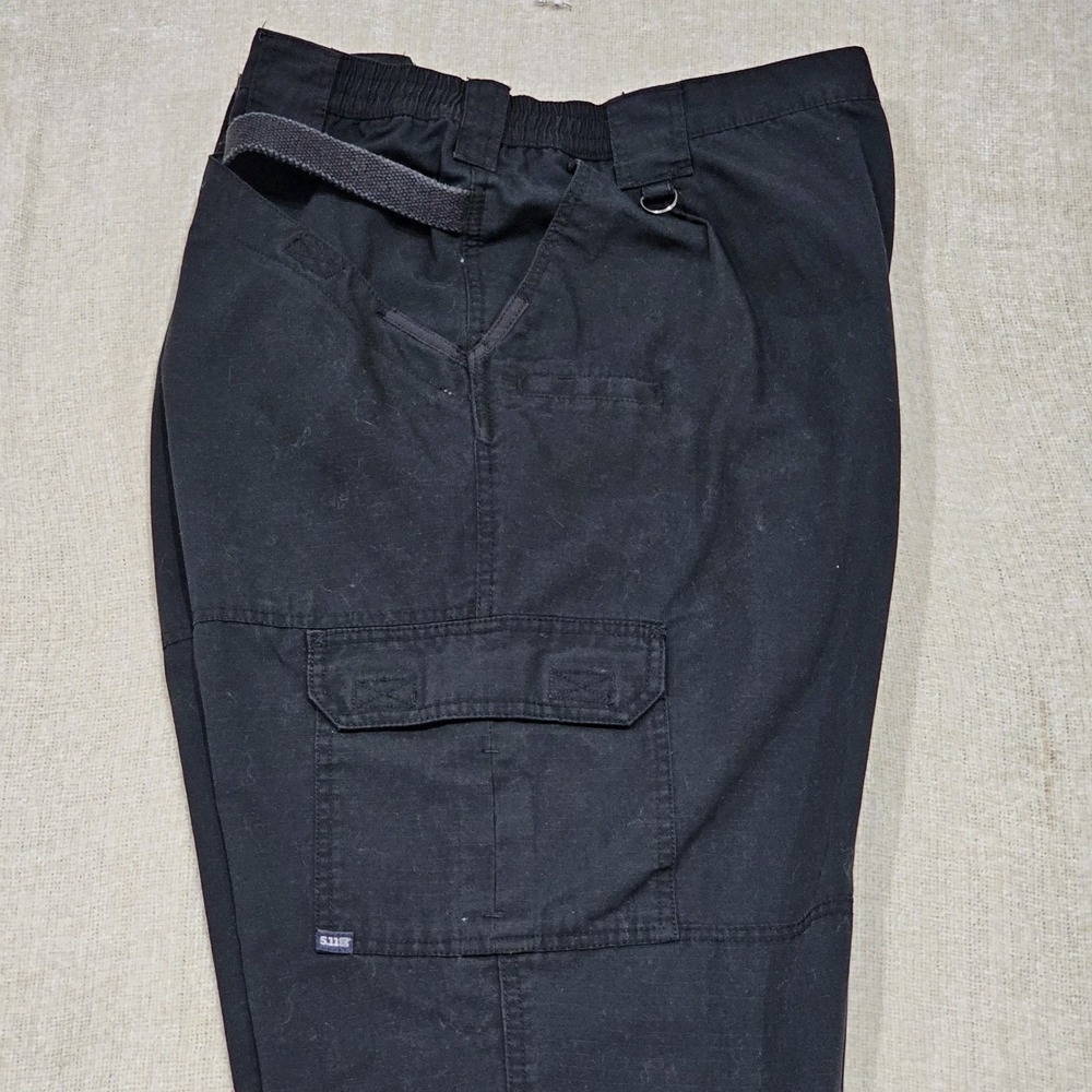 5.11 Tactical Mens Regular Fit Taclite Pro Ripstop Cargo Pants 44x32 Black 74273 - Picture 4 of 9